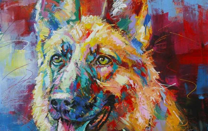 German Shepherd, Acrylic on Canvas, 40"x40" (101cmx101cm)