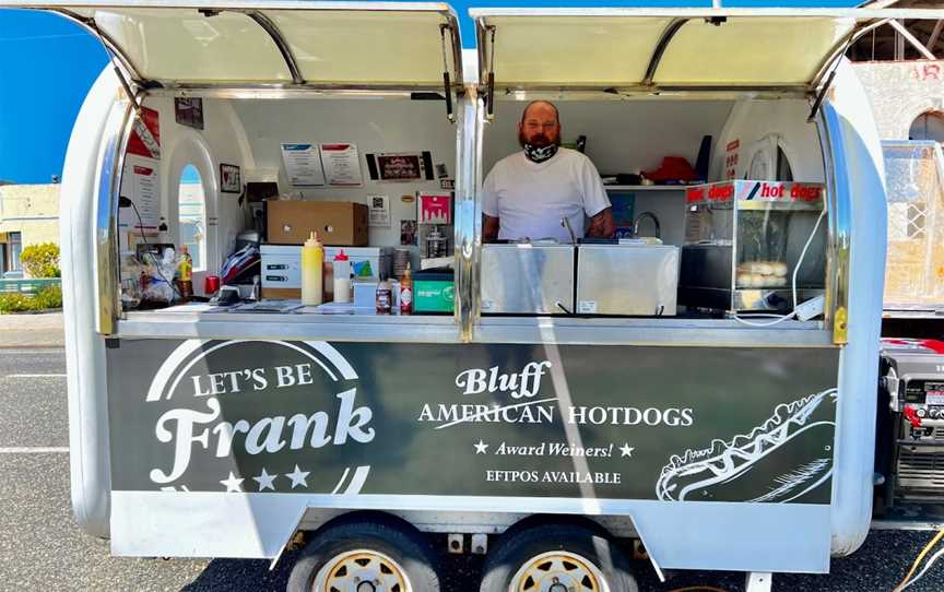 Let's be Frank American Bluff hotdog stand, Bluff, New Zealand