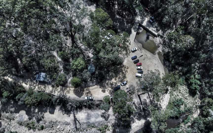 Aerialperspectiveof O' Brien's Crossingin Lerderderg State Park