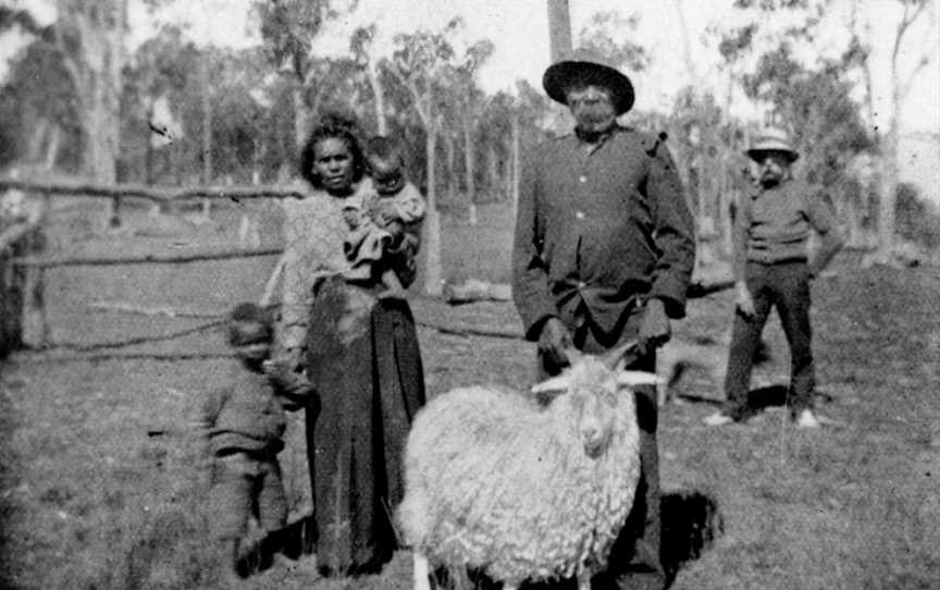 Beautiful Angorabillygoatandgoatherdfrom Barambah Aboriginal Settlement CQueensland C1912(17317337705)