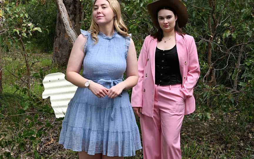 Celia (Abby Jennings, left) and Rosalind (Arianne Westcott-King) strike a pose in As You Like It. Picture: Zyg Woltersdorf