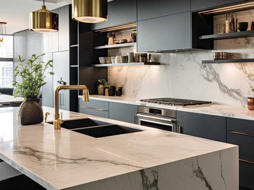 Luxurious Kitchen Style With Marble Worktops and Handleless Cabinetry