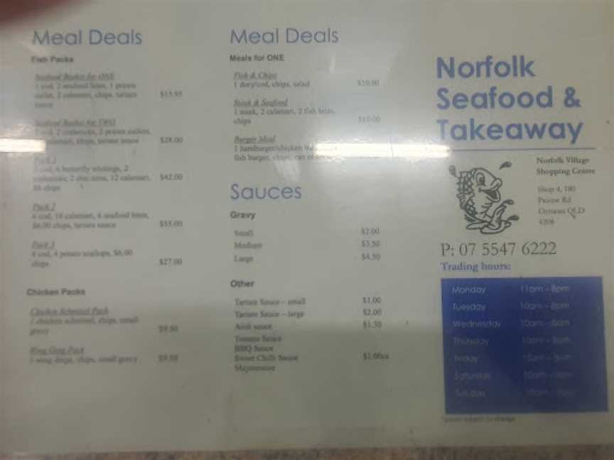 Norfolk Seafood & Takeaway, Ormeau, QLD