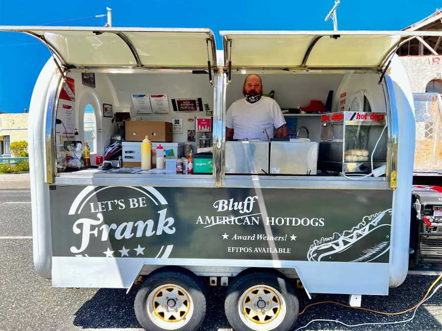 Let's be Frank American Bluff hotdog stand, Bluff, New Zealand