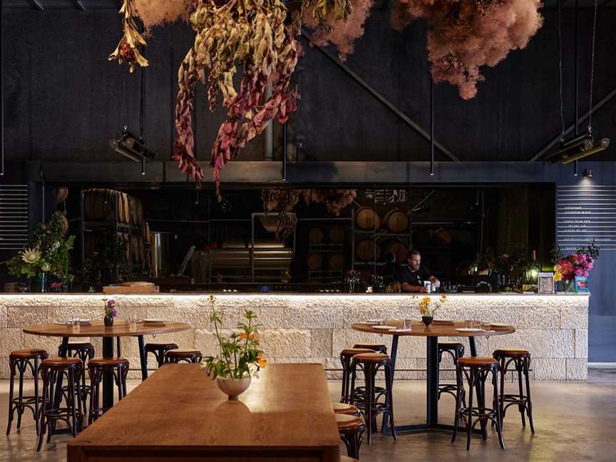 The stone bar at Jayden Ong Winery & Cellar Bar