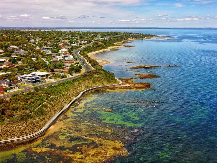 Aerialperspectiveof Black Rock Cfacingsouthalong Port Philip Bay.Jan2019