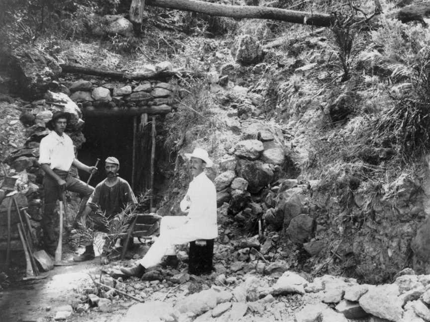 Miners outside a mine shaft at Mount Victoria near Mount Morgan circa 1892.jpg