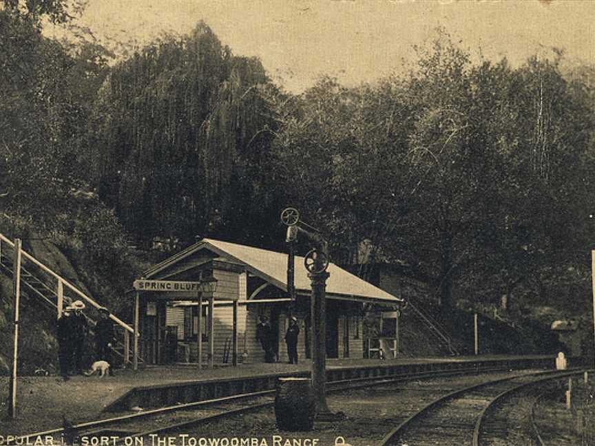 Spring Bluff Railway Station CQueensland CAustraliapostcarddated23 December1907