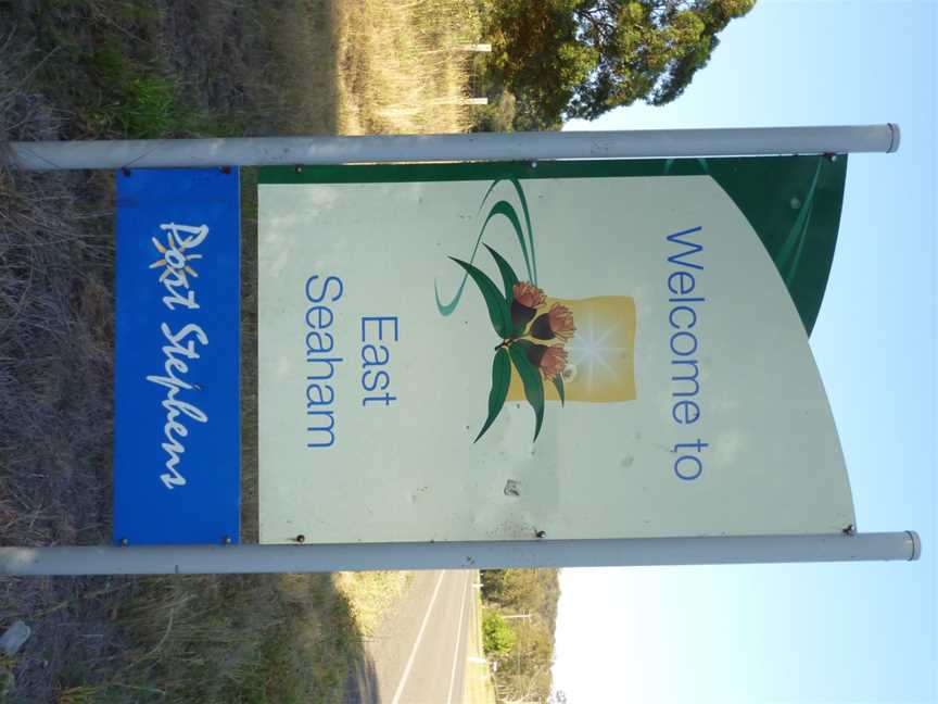 Welcome to East Seaham sign on East Seaham Road.jpg