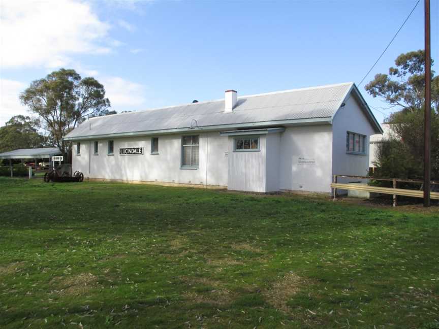 Building with a historic railway sign for Lucindale