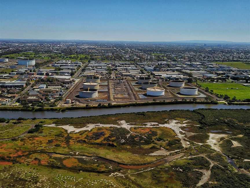 Aerialperspectiveofthe Mobilrefineryanditssurroundsin Altona.2018