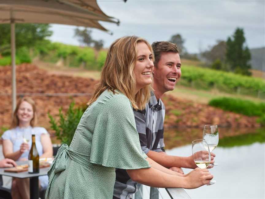 Enjoy the Millbrook Cellar Door deck, overlooking Millbrook Lake and the Perth Hills